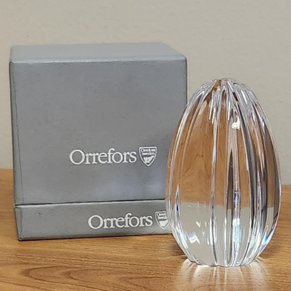 Orrefors Sweden Crystal Egg Paperweight